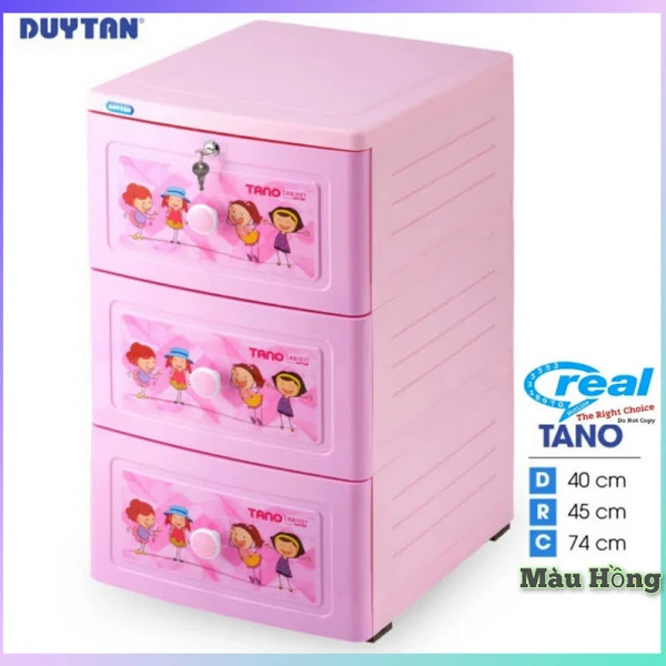 Tủ áo nhựa Trẻ em Duy Tân Tano-40_3 ngăn_màu kem